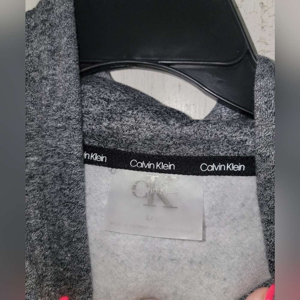 Calvin Klein Charcoal Womens Hooded Sweatshirt - Picture 3 of 4